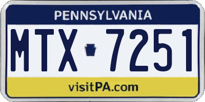PA license plate MTX7251