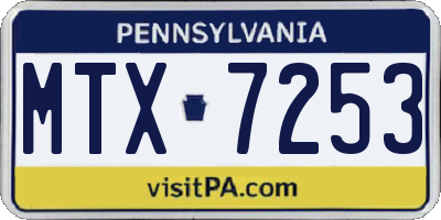 PA license plate MTX7253