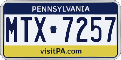 PA license plate MTX7257