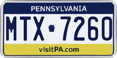 PA license plate MTX7260