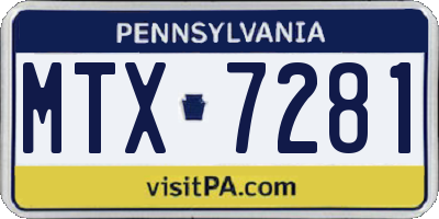 PA license plate MTX7281