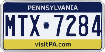 PA license plate MTX7284