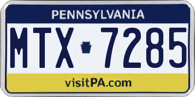 PA license plate MTX7285