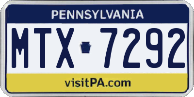 PA license plate MTX7292