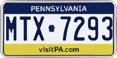 PA license plate MTX7293