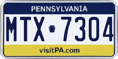 PA license plate MTX7304