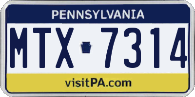 PA license plate MTX7314