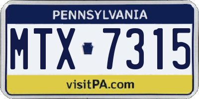PA license plate MTX7315