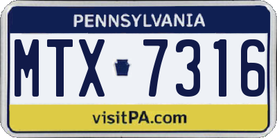 PA license plate MTX7316