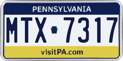 PA license plate MTX7317