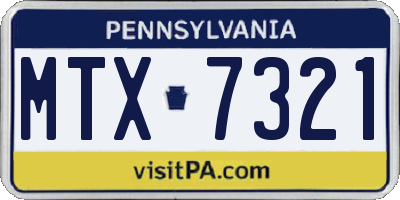 PA license plate MTX7321
