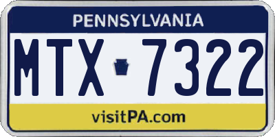 PA license plate MTX7322
