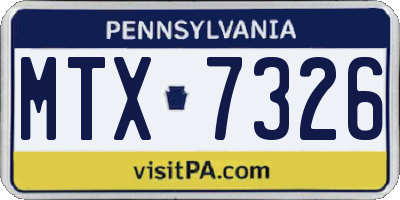 PA license plate MTX7326
