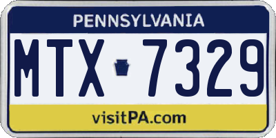 PA license plate MTX7329