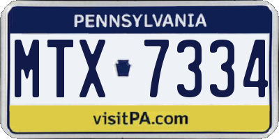 PA license plate MTX7334