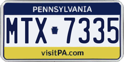 PA license plate MTX7335