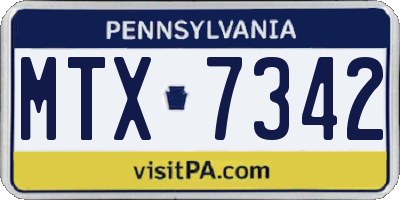 PA license plate MTX7342