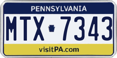 PA license plate MTX7343