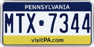 PA license plate MTX7344