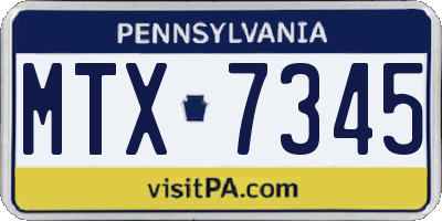 PA license plate MTX7345