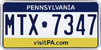 PA license plate MTX7347