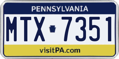 PA license plate MTX7351