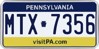 PA license plate MTX7356
