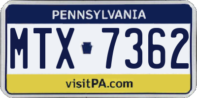 PA license plate MTX7362