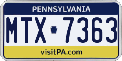 PA license plate MTX7363