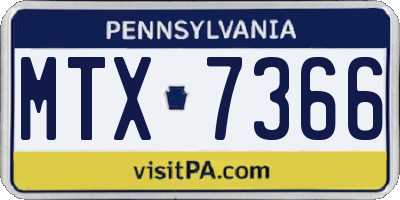 PA license plate MTX7366