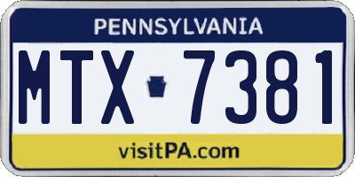 PA license plate MTX7381