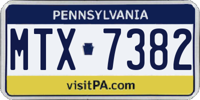 PA license plate MTX7382