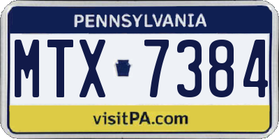 PA license plate MTX7384