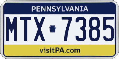 PA license plate MTX7385