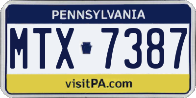 PA license plate MTX7387