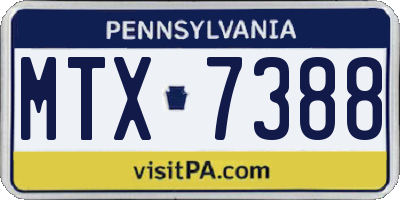 PA license plate MTX7388