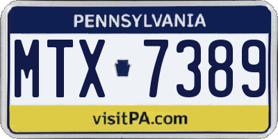 PA license plate MTX7389