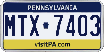 PA license plate MTX7403