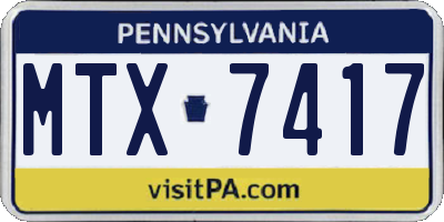 PA license plate MTX7417
