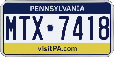 PA license plate MTX7418