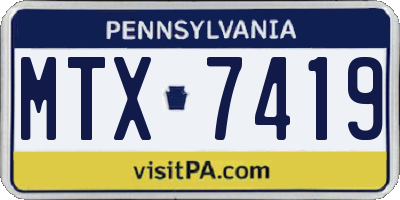 PA license plate MTX7419