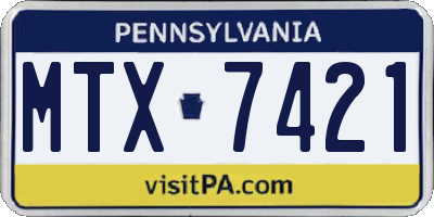 PA license plate MTX7421