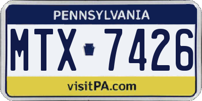 PA license plate MTX7426