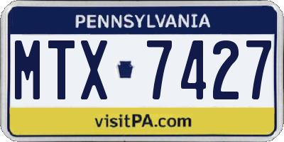 PA license plate MTX7427