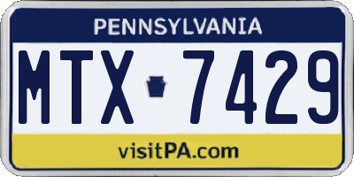 PA license plate MTX7429