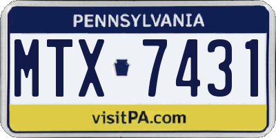 PA license plate MTX7431