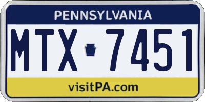 PA license plate MTX7451