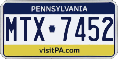 PA license plate MTX7452
