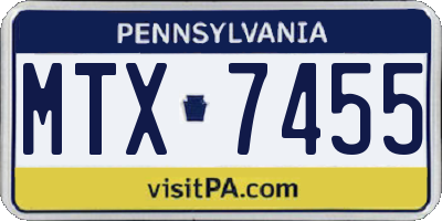 PA license plate MTX7455