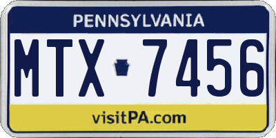 PA license plate MTX7456